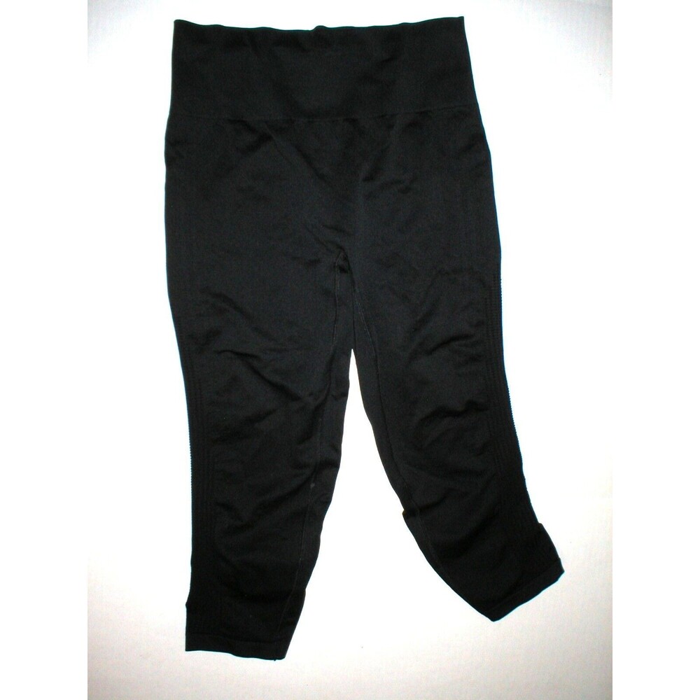 New Womens Athleta L Pants Yoga Pilates Mesh Around Capri Crop Run Black Seamles